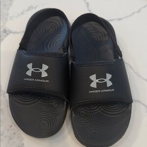 Under Armour Kids Black Slide Sandals with White Logo